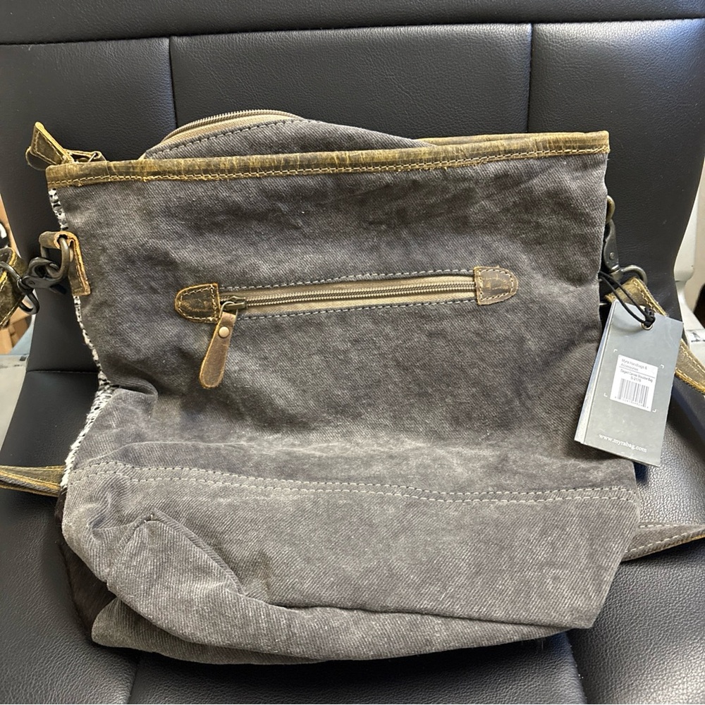 Myra Bag Textured Black, White, and Brown Shoulder Bag - Picture 3 of 5